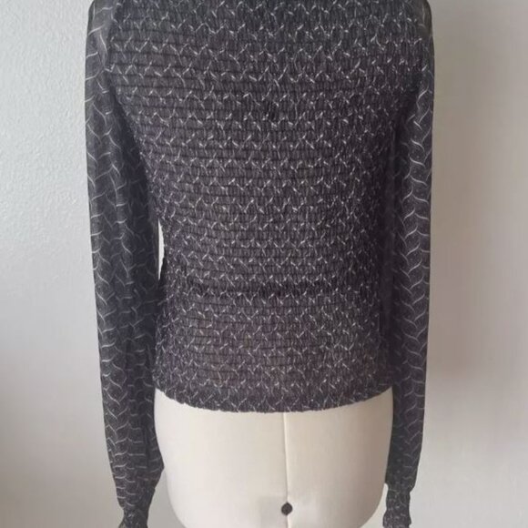 Anthropologie Smocked Puffed Sleeves Top SIZE L - Picture 5 of 5